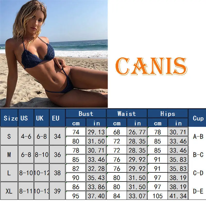 

2019 New Hot Women Bikini Set Halter Bandage Swimsuit Push-up Padded Bra Lace Floral Low Waist Sexy Bathing Suit Beachwear