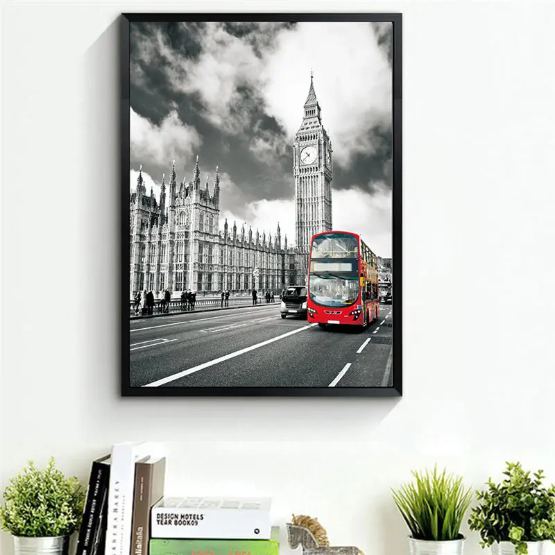 Британский Booth автобус Биг Бен Лондон Street View Холст Картина Современная