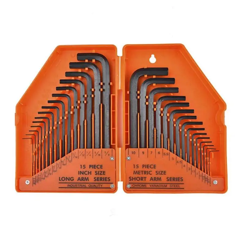 Orange 30 шт./компл. шестигранный ключ, дюймовый стандарт Пластик в штучной упаковке l-образный Набор шестигранных ключей шаровой головкой трусы для девочек с рисунком сливового цветка с Внутренний шестигранный ключ, гаечный ключ, Комбинации - Цвет: Orange