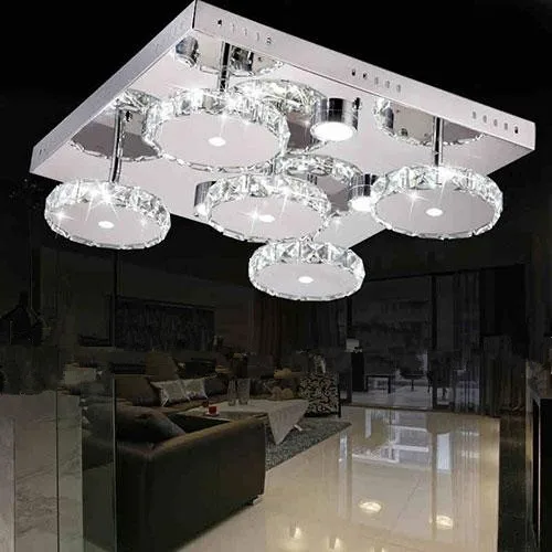 

K9 Crystal LED Ceiling Lamp 5 Light 25W Modern Simple Artistic 110-240V Free shipping