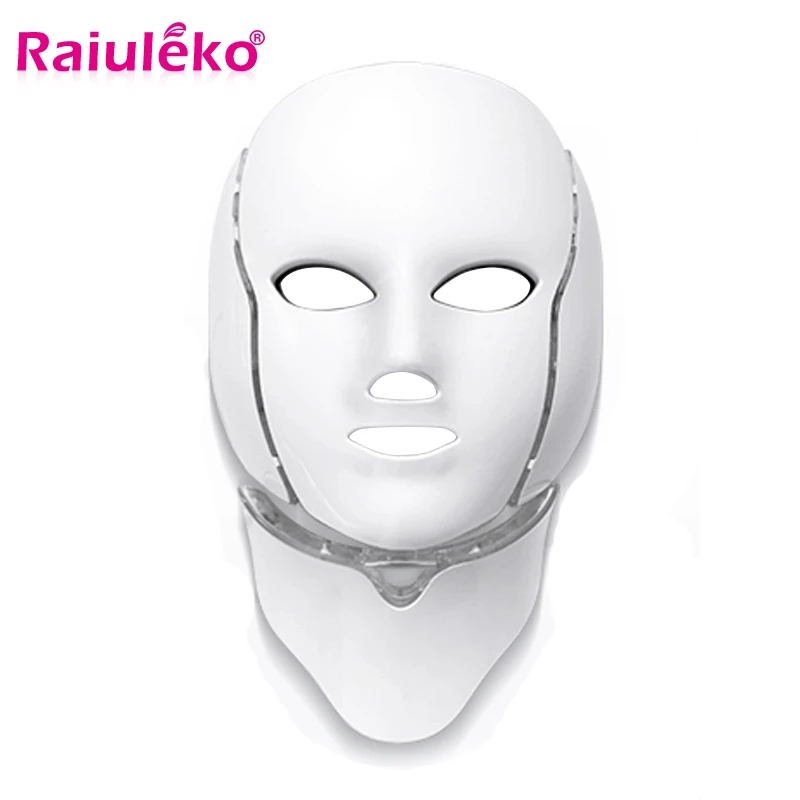 Новинка 7 цветов светодиодная маска для лица с омоложением кожи шеи против акне