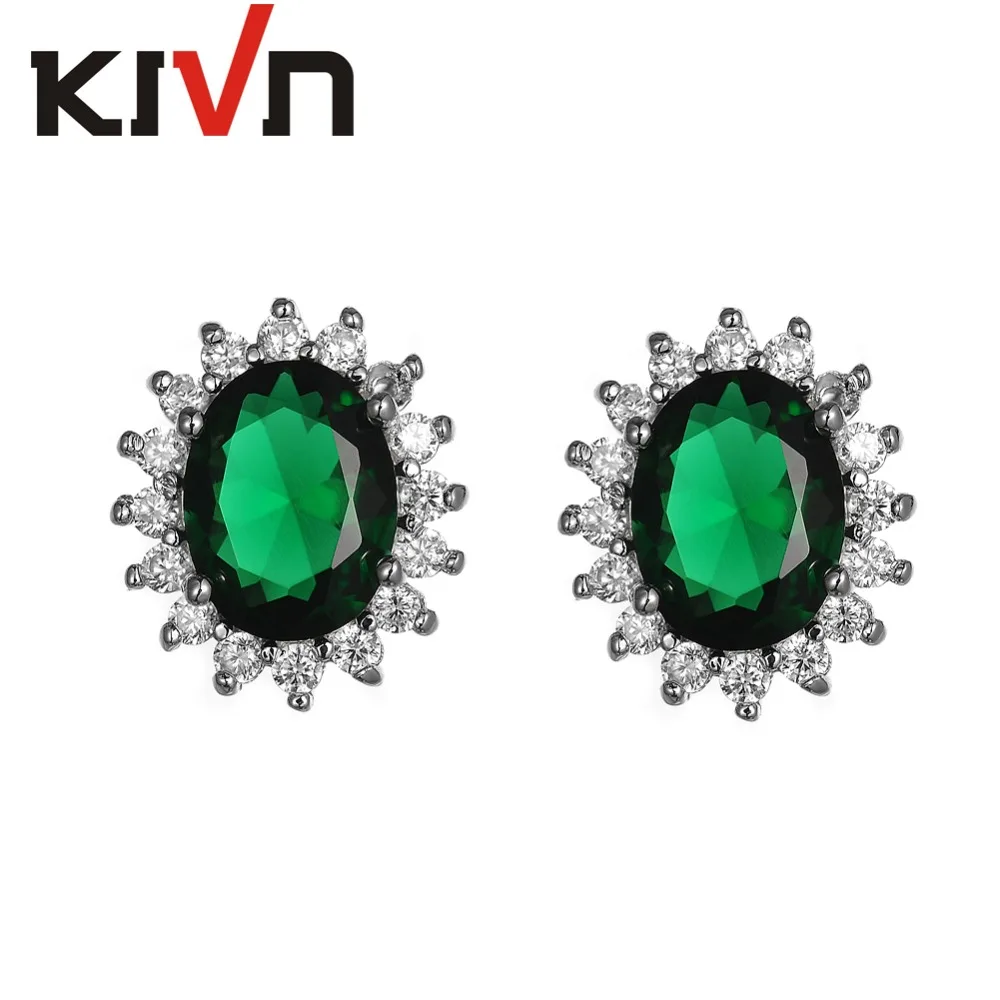 KIVN модные ювелирные изделия Синий CZ кубический цирконий гвоздики Свадебные