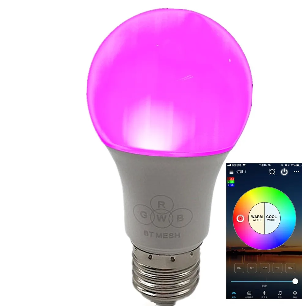Умная лампочка с поддержкой Wi Fi RGBW Bluetooth 4 0 E27 светодиодная регулируемой яркостью
