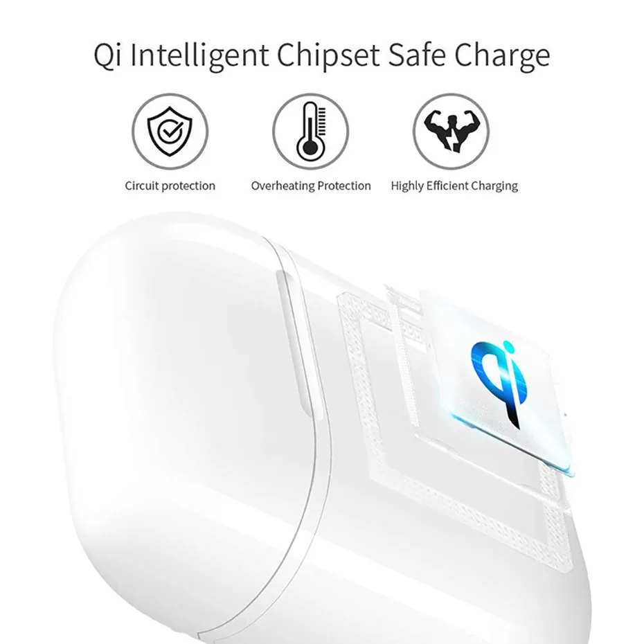 Чехол для беспроводной зарядки для Airpods QI standard Airpods, чехол для беспроводного зарядного устройства, совместимый с любым беспроводным зарядным устройством