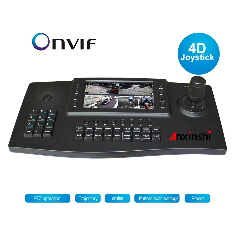 

4d-джойстик, контроллер освещенности, 4-канальный видеоэкран, HDMI, 7-дюймовый TFT ЖК-дисплей 1024*600, монитор для IP-камеры ONVIF PTZ