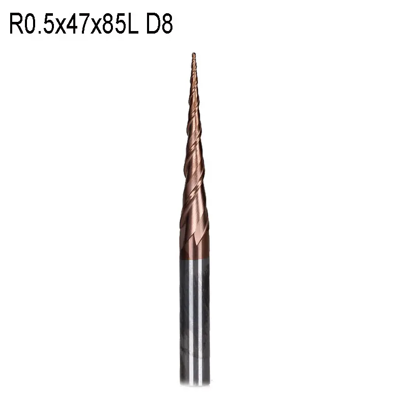 1 шт. R0.5 * D8 47 85L 2F D 8 мм конусные фрезы из карбида вольфрама с ЧПУ инструменты