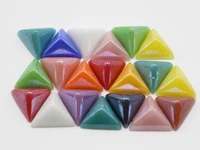 100 mixed color luater ab triangle pyramid flatback glass cabochon ceramic half pearl 10mm