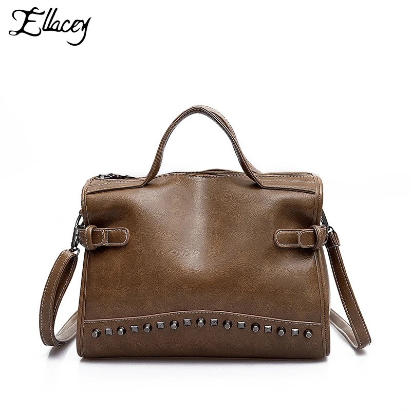 Панк 2019 Байкерская кожаная сумка Женский дипломат через плечо ретро модная