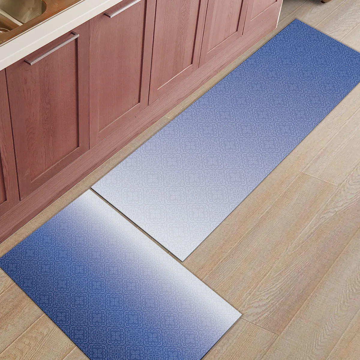 2 шт. кухонные подстилки И КОВРИКИ НАБОР современный градиент классический синий