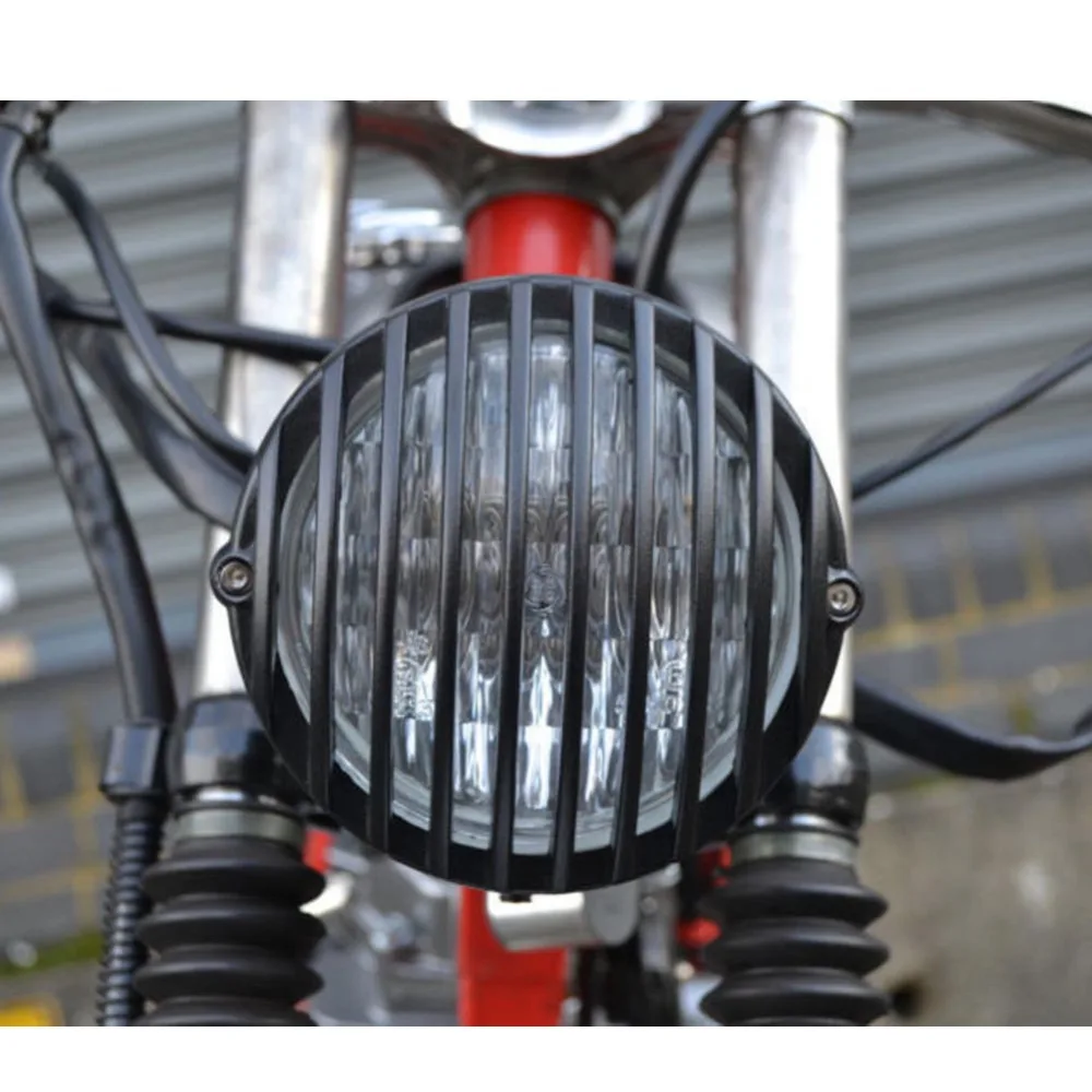 Винтажная фара-гриль Old School для мотоцикла зубчатая Ретро фара Honda Yamaha Suzuki Kawasaki |