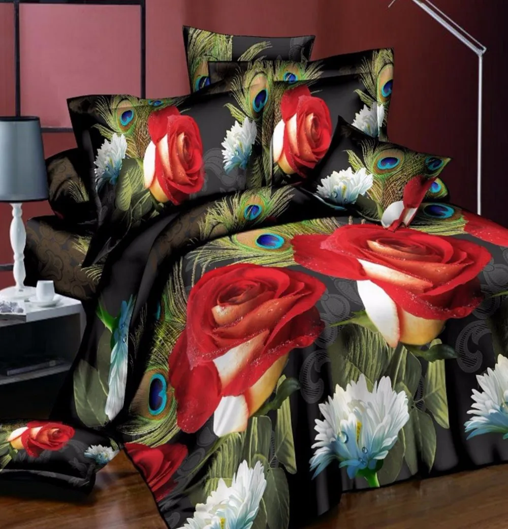 Бесплатная доставка Лидер продаж Комплект постельного белья с 3D принтом 4 шт.