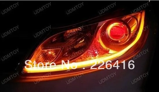 2x Tube Стиль Бело-Янтарь Горки Фар СВЕТОДИОДНЫЕ Ленты Drl Дневные свет Для VW Touareg Tiguan