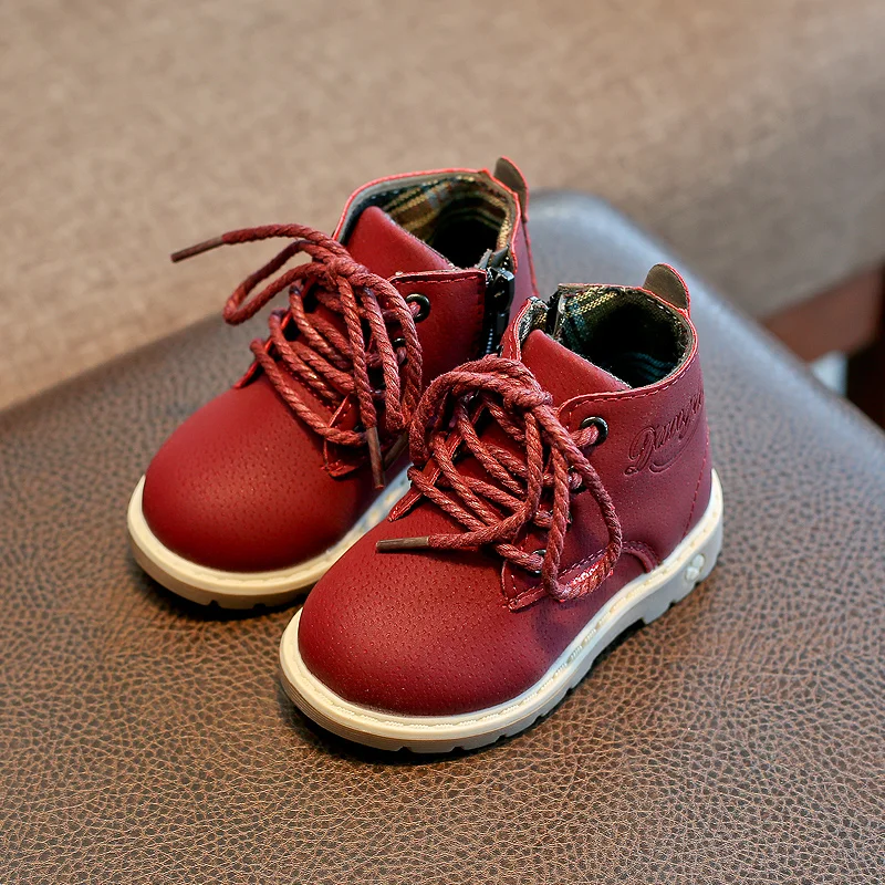 Детская обувь для мальчиков Сапоги Обувь 2017 Новые осенне-зимние кожаные модные