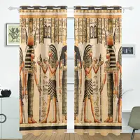 Vintage Egypt Art Curtains Drapes Panels Darkening Blackout Grommet Room Divider for Patio Window Sliding Glass Door