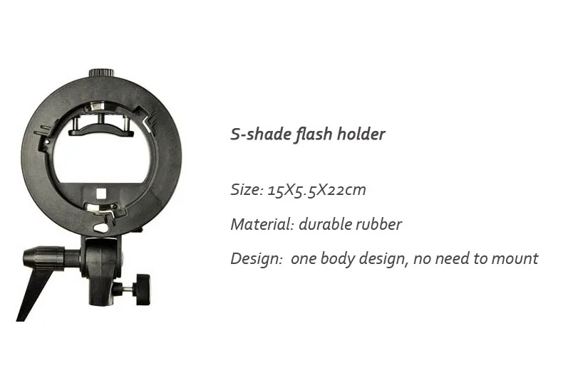 Roadfisher Universal S-Shade Photography Flash Holder Bracket Chuck To Mount Soft Light Box Lamp Shade Umbrella Accessory Gear |