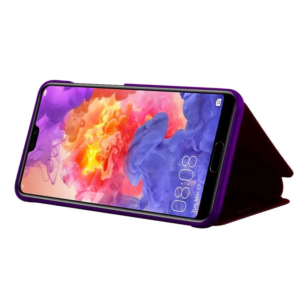 Прозрачный зеркальный флип Стенд чехол для телефона Huawei p20 Pro Clear View Smart Awaken окно