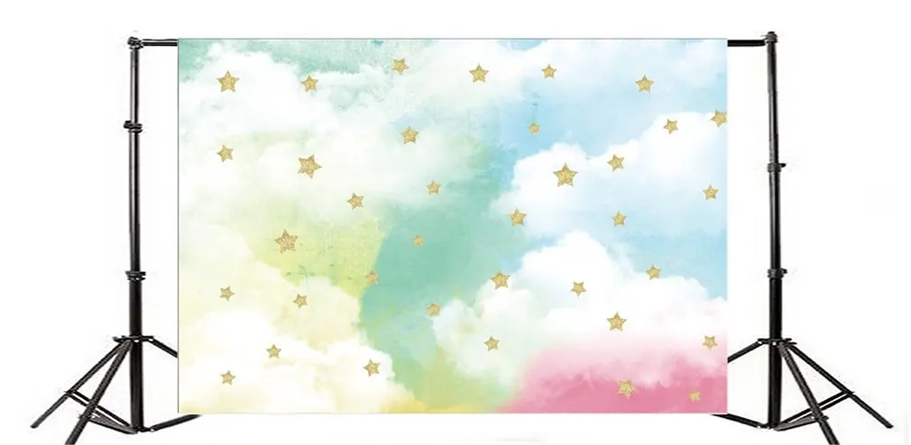 Фотофон креативное голубое небо белое облако золотые звезды | Электроника