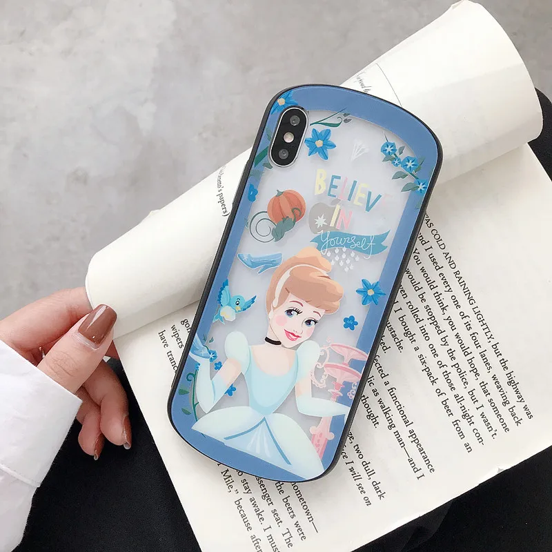 ORYKSZ 3D Luxury Cartoon pattern Glass Phone Case For iPhone 6 6s 7 8 Plus X XR XS Max Cover Transparent Hard Fundas Coque Capa |