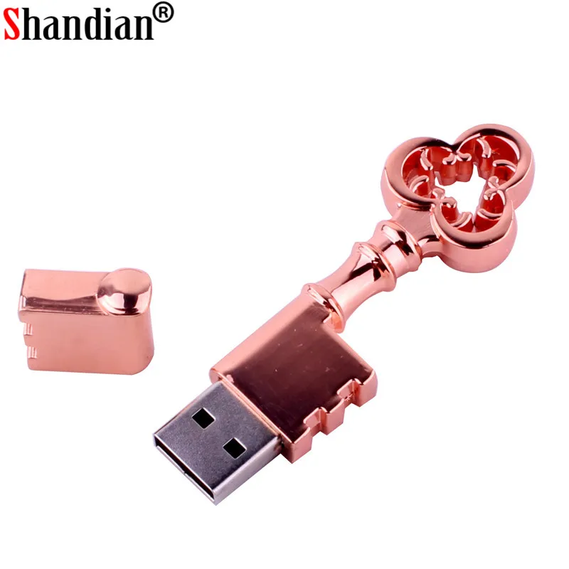 SHANDIAN любовь matal Сердце Ключ карту флэш-памяти с интерфейсом usb медь любовь флешки 4 gb 16 ГБ, 32 ГБ, 64 ГБ Флеш накопитель memory stick U диск мода подарок