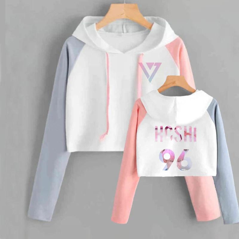 19 Укороченные толстовки с капюшоном, свитшоты Seventeen, топы для женщин, Kpop альбом Seventeen Scoups Jeonghan Joshua Hoshi Wonwoo Woozi Dk The8, толстовка - Цвет: 19