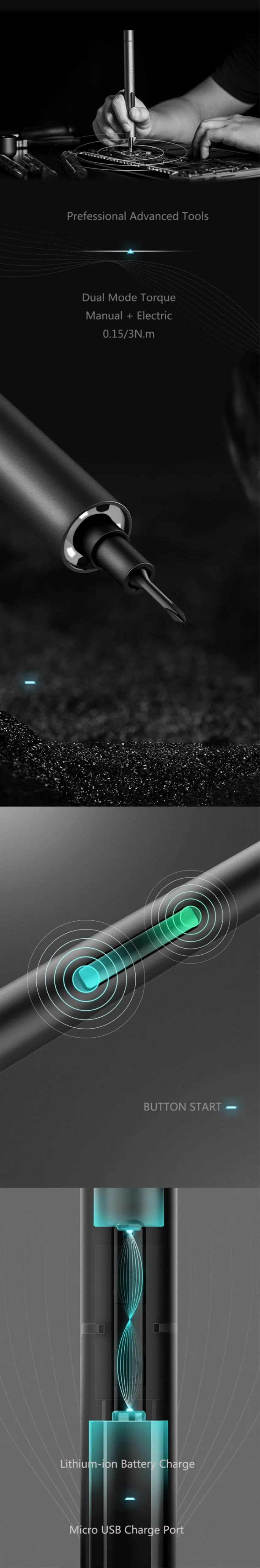 XIAO mi jia Wowstick 1F+ 64 в 1 Электрический винт mi driver Беспроводная литий-ионная Зарядка светодиодный шуруп mi jia driver kit
