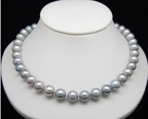 

18" AAA 9-10 MM SOUTH SEA NATURAL gray PEARL NECKLACE 14KCLASP