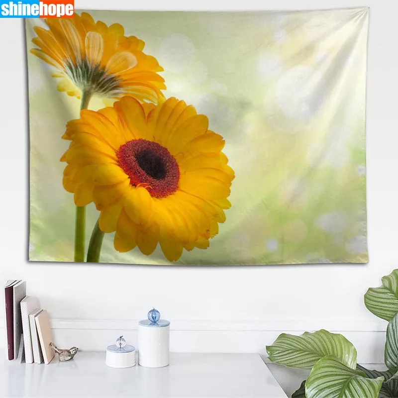 Gerbera цветы на заказ гобелен настенный гобелен Настенное подвесное одеяло спальня фермерский дом Декор богемное украшение дома - Цвет: Tapestry 5