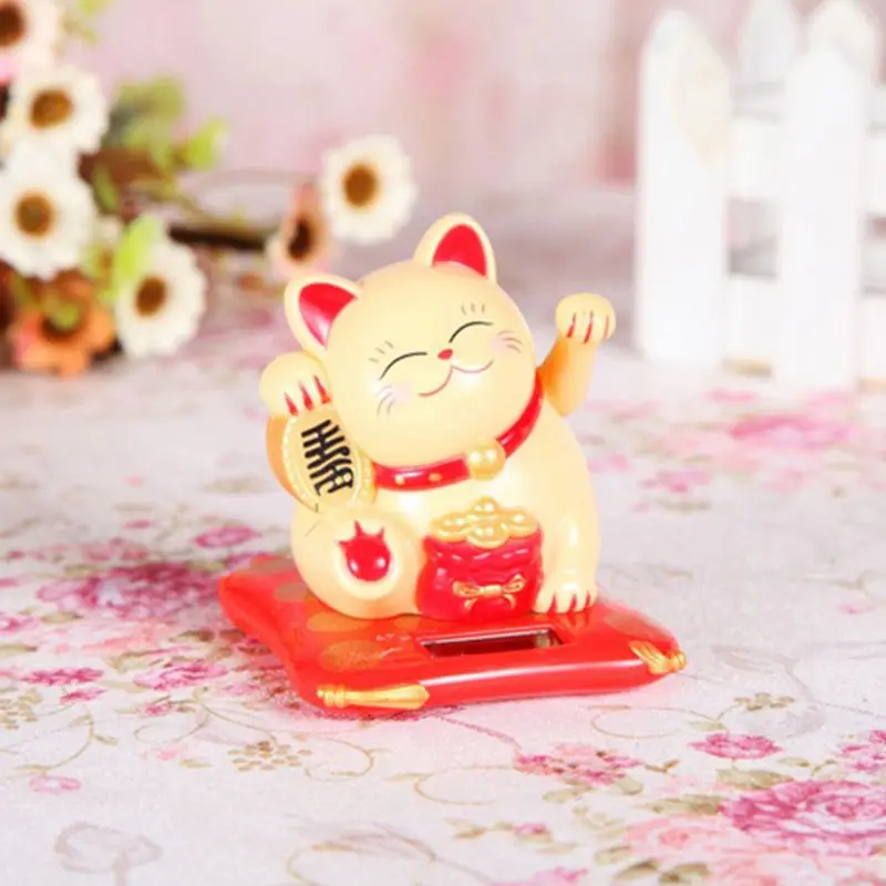 Черный/белый на солнечных батареях Maneki Neko приветственная удача везучий Кот