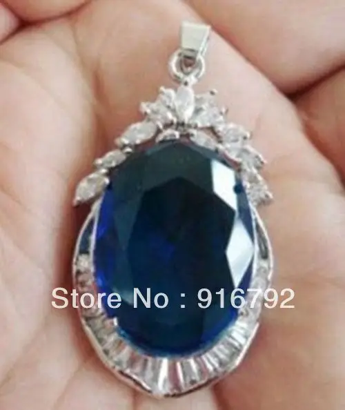 Новый синий граненый Кристалл Листья Серебряный женский кулон ожерелье цепь