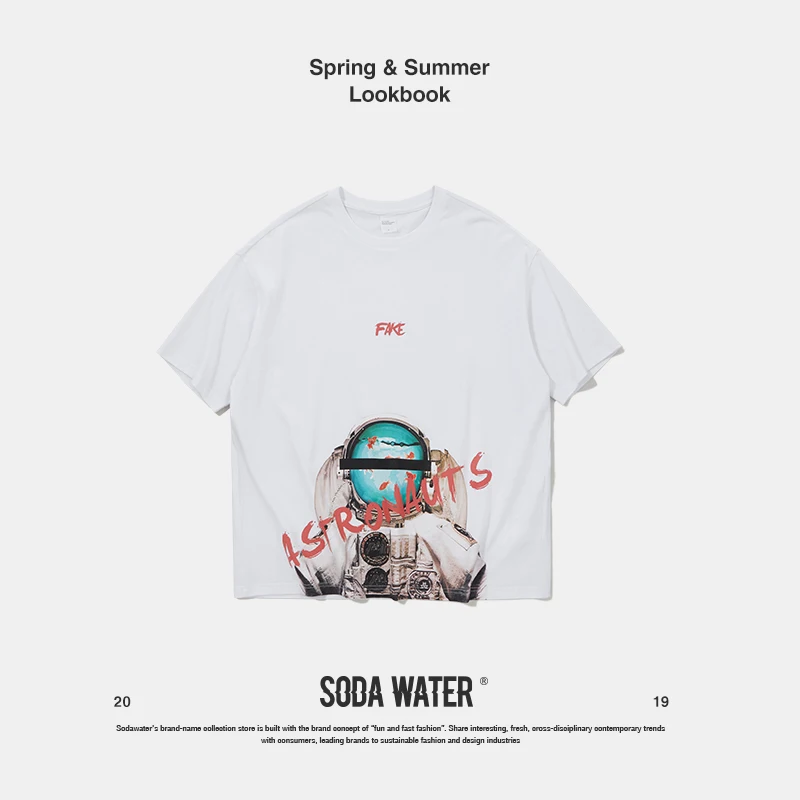 SODA WATER 2019 Summer Skateboard Tee Boy Girl Tshirt Tops Tees Streetwear Hip Hop T shirt Oversize Men's Funny Print 9126S|Мужские