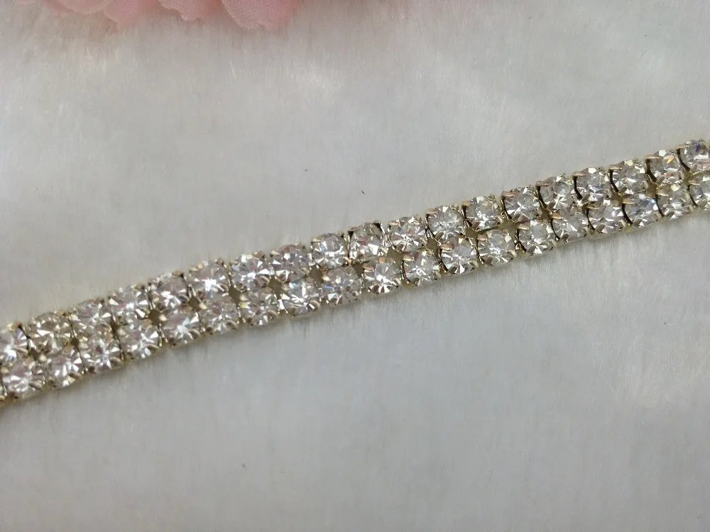 Бесплатная доставка 2 ряда 4 мм 888 стразы лента для торта отделка свадебное