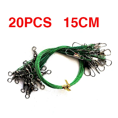 15cm-Green 20 шт./лот 15 20см 24см Наборы 30 см леска Стальная проволока лидер с шарнир аксессуар - Цвет: 15cm-Green