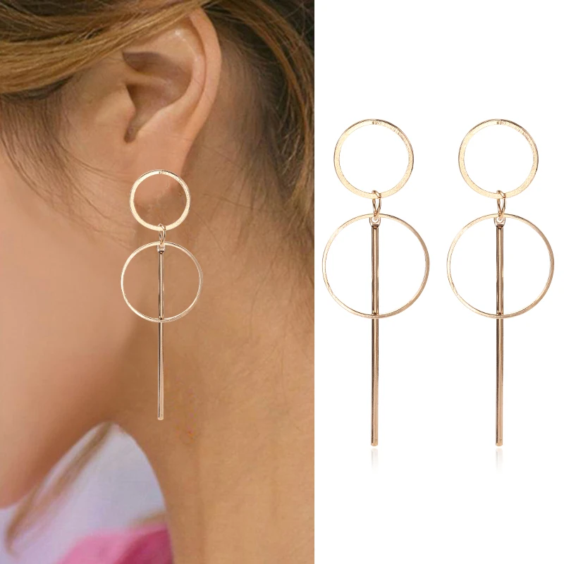 

HOCOLE 2019 Fashion Metal Drop Earrings For Women Gold/Silver Unique Handing Dangle Earring Statement Wedding Party Jewelry Gift