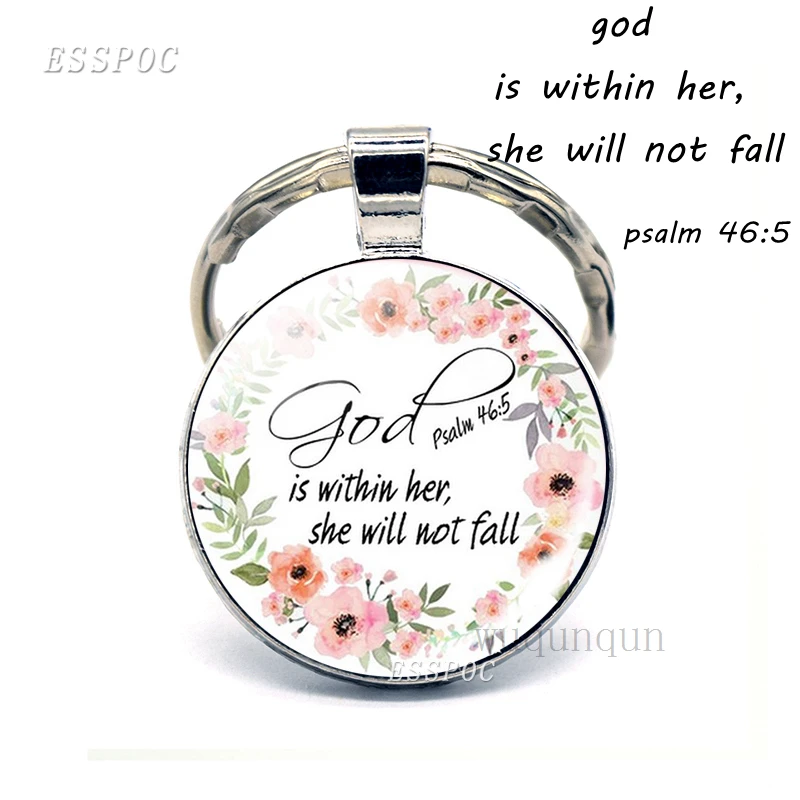 God Is My Refuge and Strengh Bible Quote ювелирный брелок, Библейский кулон, Библейский стих, брелок для ключей, подарок