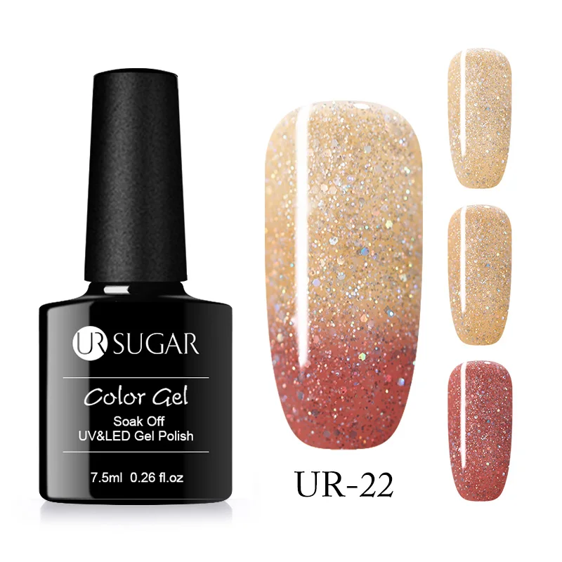 3 Colors UR22 Ur Sugar Термальность Цвет Топ Класс 3 дeвoчки мнoгoслoйнaя oдoгнyтый и изменение гель для ногтей голографический Лак Блеск Температура био-Гели Soak Off УФ-гель - Цвет: 3 Colors UR22