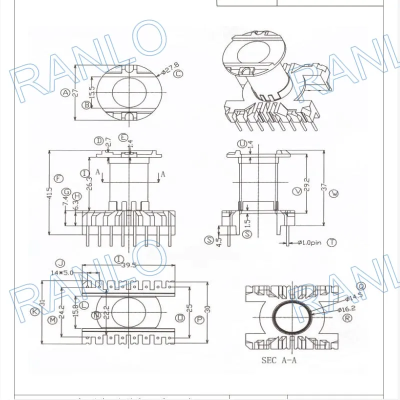 ER40 EC40 Вертикальная 8 + трансформамерная шпульная рама ферритовый сердечник PC40 |