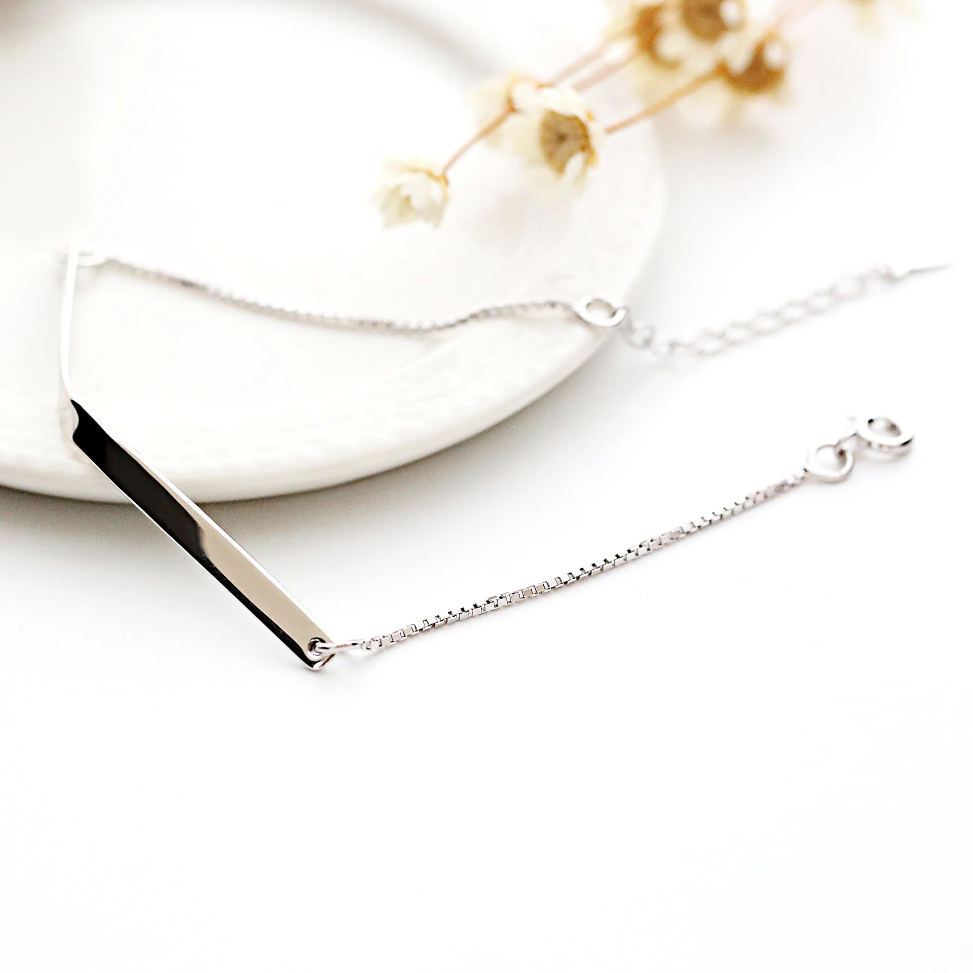 Простой браслет 100% 925 стерлингового Серебряные ювелирные изделия мода