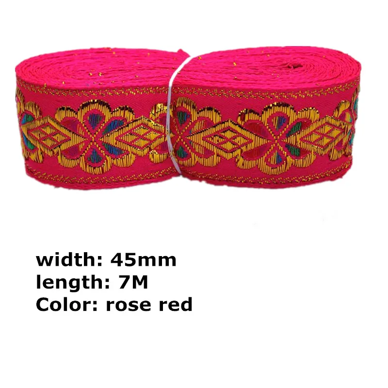 DC 7 м * 45 мм золотая нить для вышивки жаккардовая лента тесьма DIY Швейные