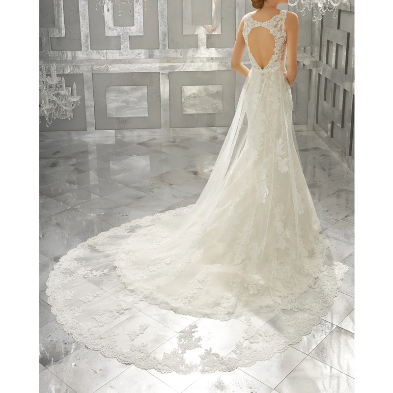 2017 Romantic Bridal Gown with Crystal Beading Appliques V-Neck Organza Tulle Mermaid Wedding Dresses vestidos de noiva |