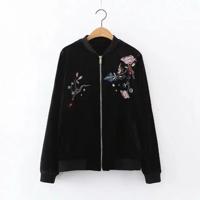 2019 весна осень Женская куртка с цветочной вышивкой бархатные жакеты Mujer Jaqueta