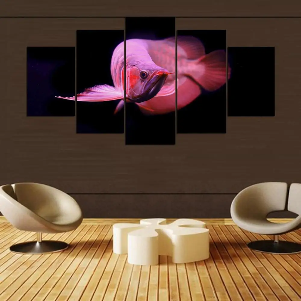 5 панелей Современная азиатская arowana hd Художественная печать на холсте
