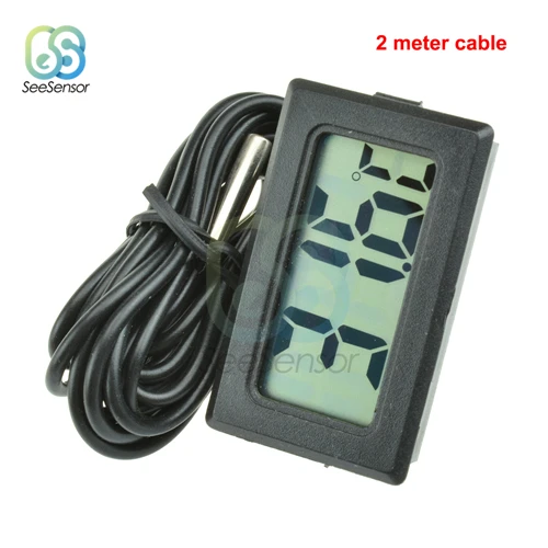 Black 2 meter cable ЖК-цифровой мини-термометр для морозильной камеры температура-50~ 110 градусов Холодильник термометр датчик температуры метр - Цвет: Black 2 meter cable