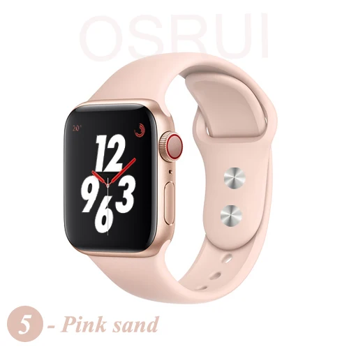 Ремешок для Apple watch группа спорта силикона Корреа 4 44 мм 40 мм iwatch 4 3 2 42mm 38 мм браслет pulseira aple часы 4 аксессуары - Цвет ремешка: 5-Pink sand