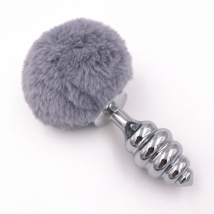 Gray lovely Rabbit tail Bunny Tail stainless steel Woman anal butt Sex products plug sex toy For Women And Men Game Toys | Красота и