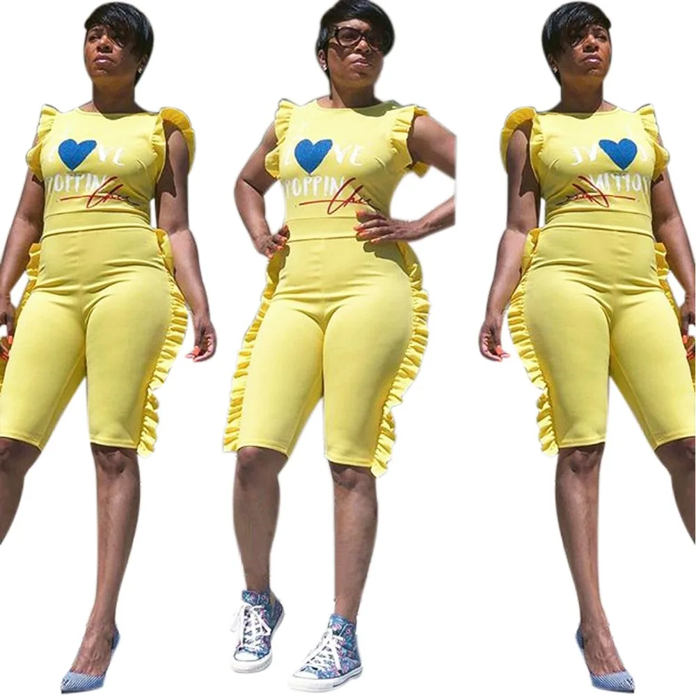 Оборкой до середины икры Длина Одна деталь Bodycon Playsuit Горячие Для женщин Письмо