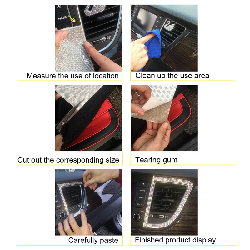 DIY стикер для украшения автомобиля блестящие прозрачные стразы наклейки рамка