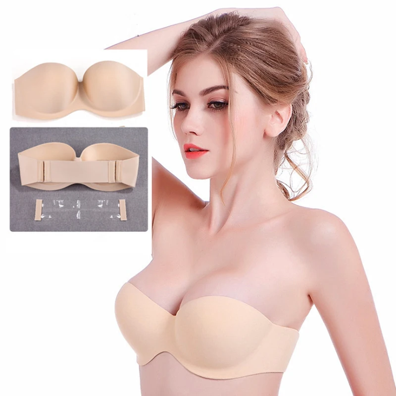 

1/2 Cup Push Up Soft Women Ladies Dress Wedding Party Underwear Strapless Bras Seamless Invisible Bra