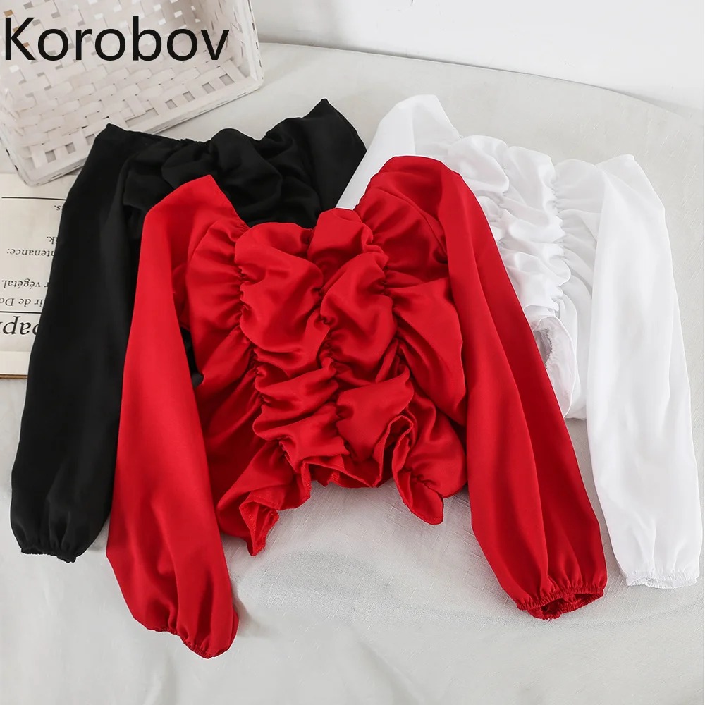Коробова Корейский сладкий красный женская блуза с оборками 2019 Новое