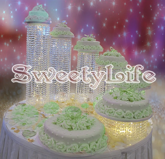 

6pcs/set Diameter 9.8" wedding acrylic cake holder Birthday Party decoration Crystal transparent cake stand