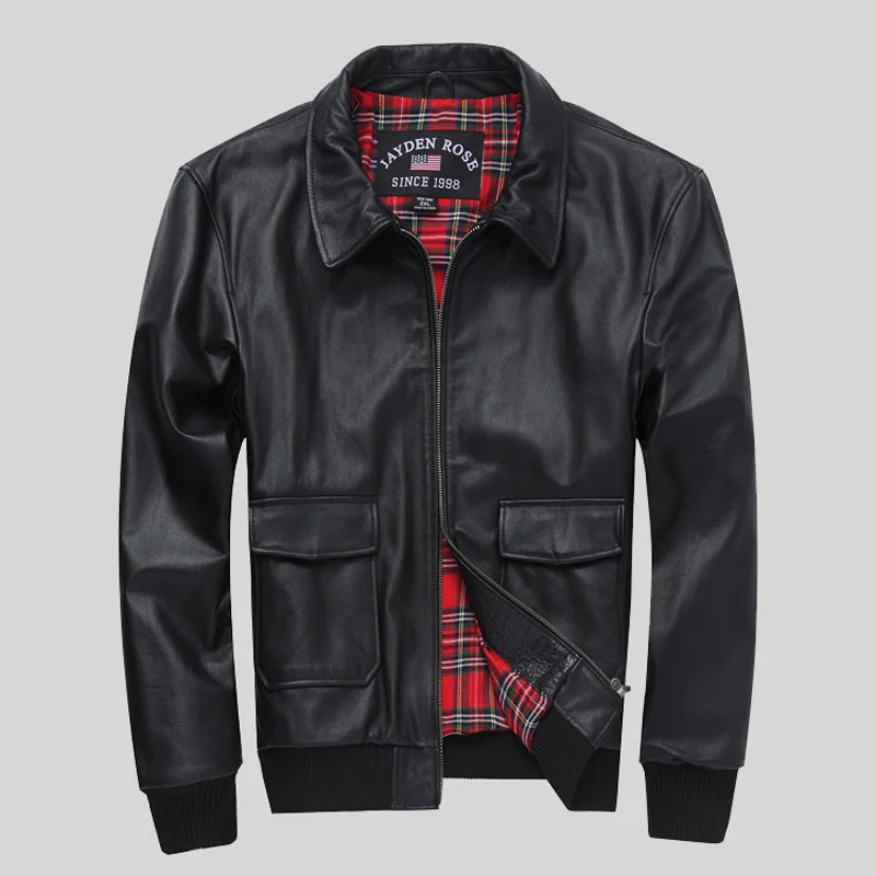 

Free Shipping Mens Clothing Pilot Leather Jackets Mens Black Turn Down Collar Outwear Plus Size 5XL Mens Casual Coats